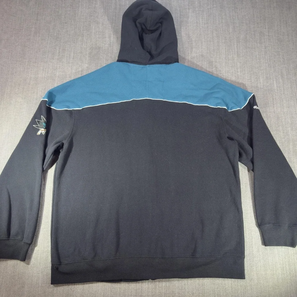 San Jose Sharks Hoodie Mens XL Black NHL Hockey Reebok Full Zip Sweatshirt